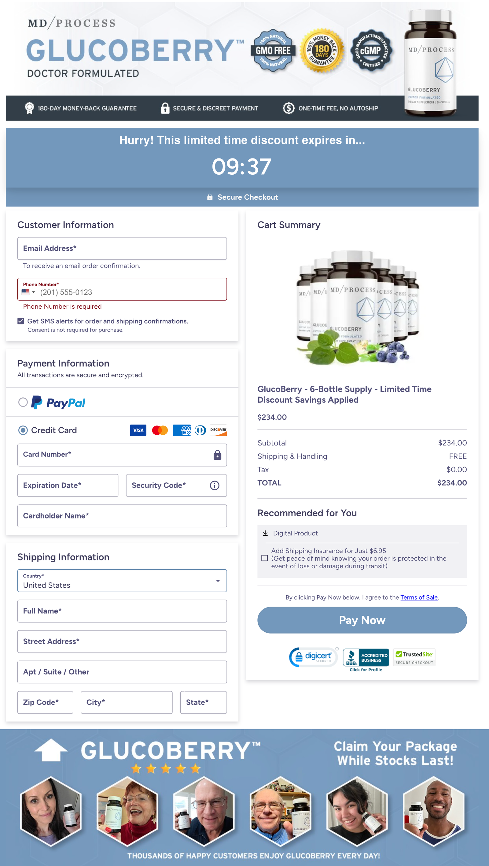 GlucoBerry Official Website Secure Order Page